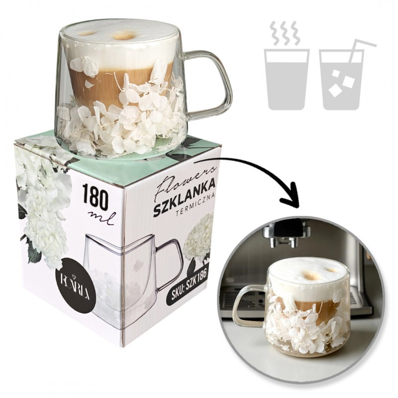 Termo čaša s cvijećem, 9,5 cm, 180 ml, bijela_1