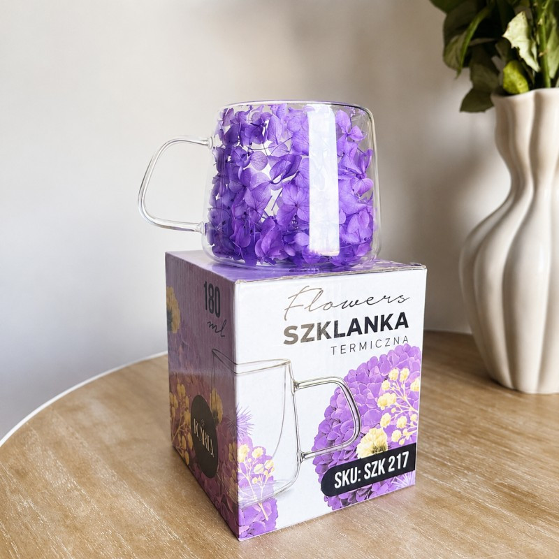 Termo čaša s cvijećem, 9,5 cm, 180 ml, plava, SZK217_5