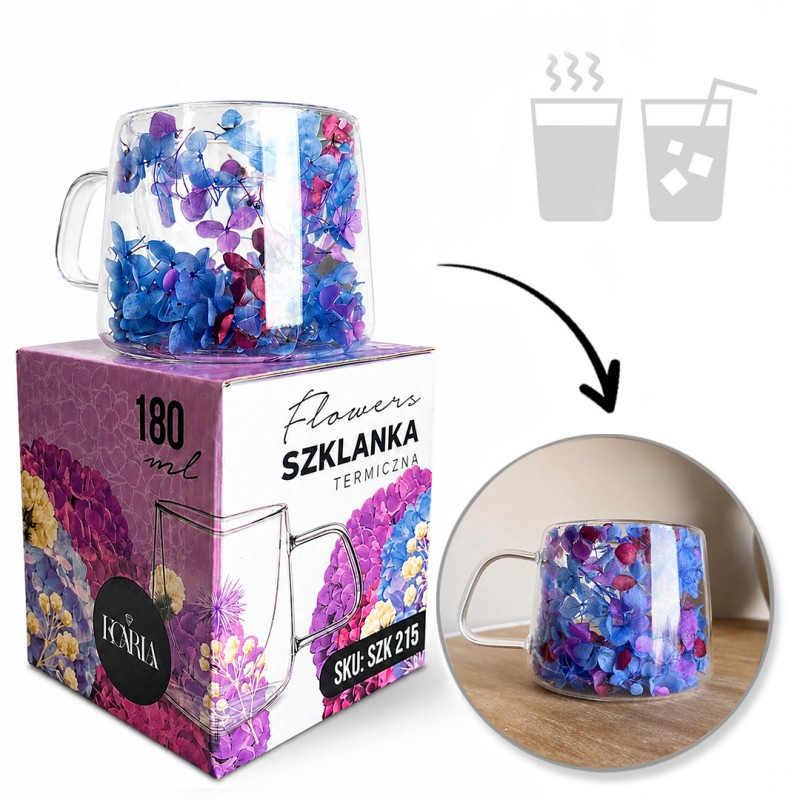 Termo čaša s cvijećem, 9,5 cm, 180 ml, plava_1
