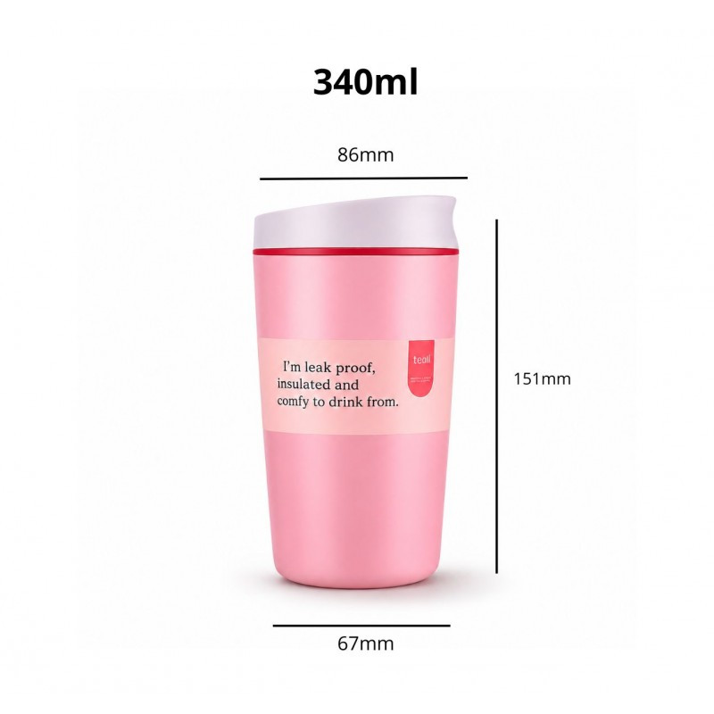 Termos šalica – s poklopcem, čelik, 15 cm, 340 ml, roza_2