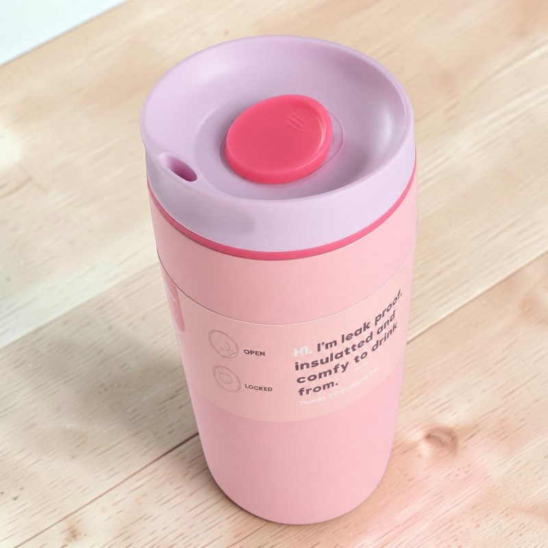 Termos šalica – s poklopcem, čelik, 15 cm, 340 ml, roza_3