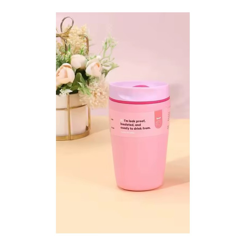 Termos šalica – s poklopcem, čelik, 15 cm, 340 ml, roza_4