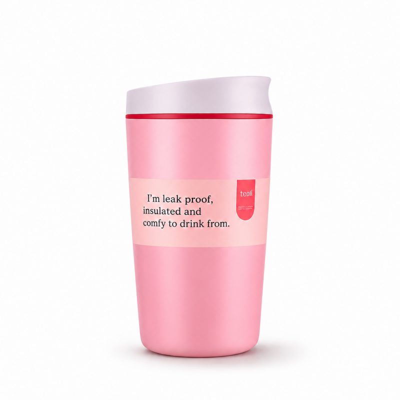 Termos šalica – s poklopcem, čelik, 15 cm, 340 ml, roza_5