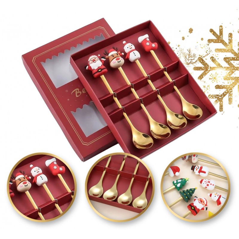 Torbica za pribor – set od 4 kom, s tanjurićem i žličicom, 16,8×2,8 cm, zlatna, LYZ4_1