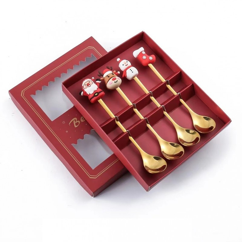 Torbica za pribor – set od 4 kom, s tanjurićem i žličicom, 16,8×2,8 cm, zlatna, LYZ4_2