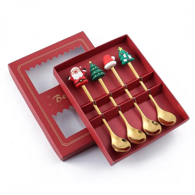 Torbica za pribor – set od 4 kom, s tanjurićem i žličicom, 16,8×2,8 cm, zlatna_2