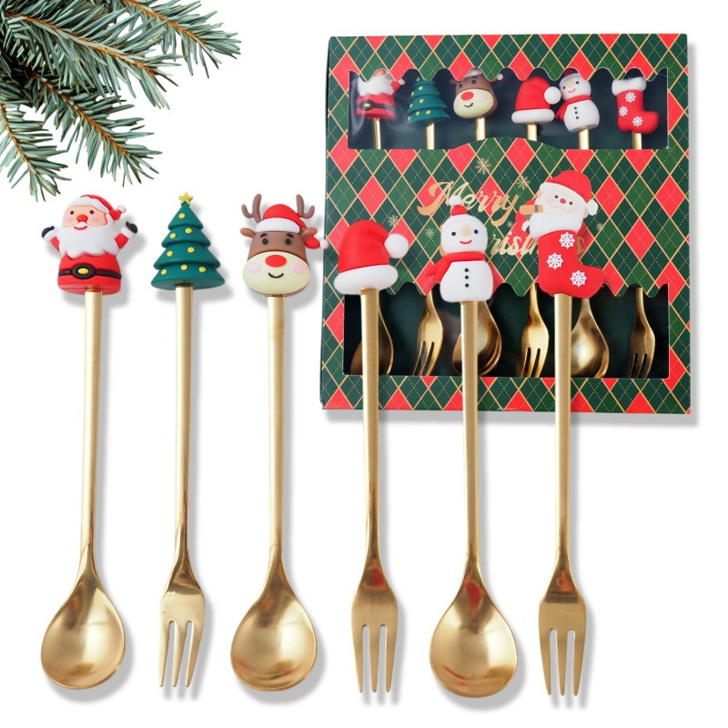 Torbica za pribor – set od 6 kom, s tanjurićem i žličicom, 16,8×2,9 cm, zlatna_2