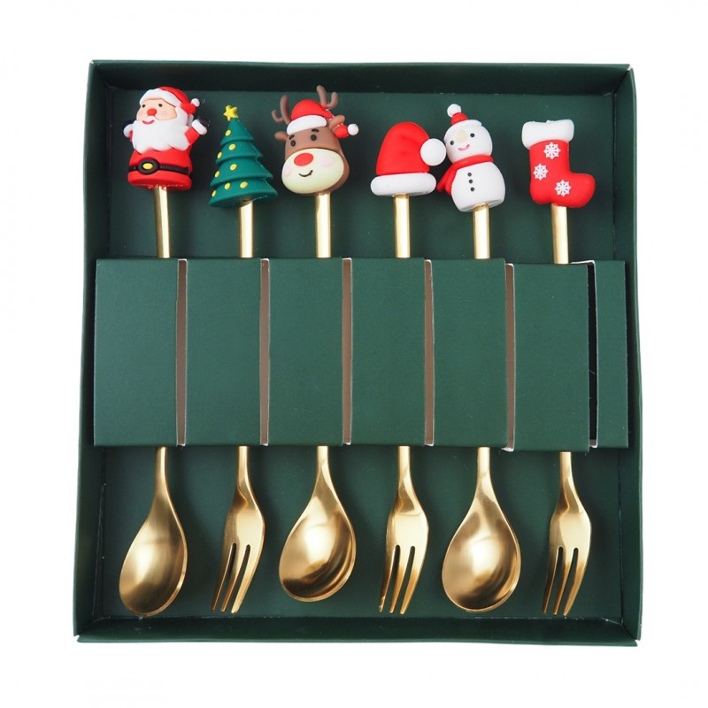 Torbica za pribor – set od 6 kom, s tanjurićem i žličicom, 16,8×2,9 cm, zlatna_3