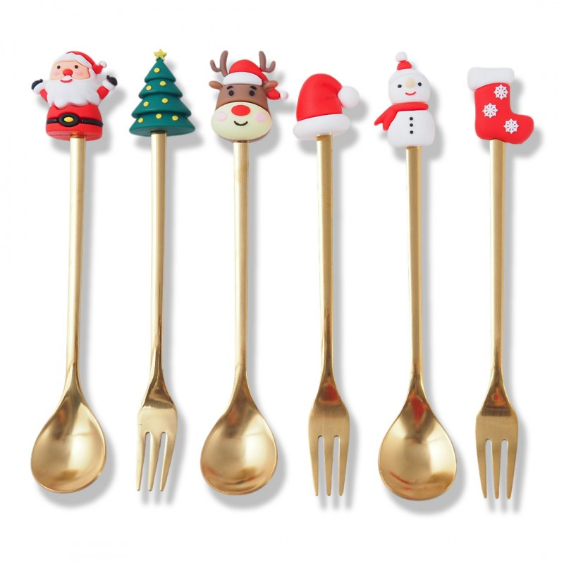 Torbica za pribor – set od 6 kom, s tanjurićem i žličicom, 16,8×2,9 cm, zlatna_5