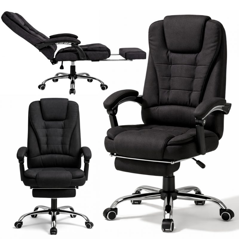 Uredska stolica – Boss, s naslonom za noge, 68×58×34 cm, crna, KO22CZ-MAT_1