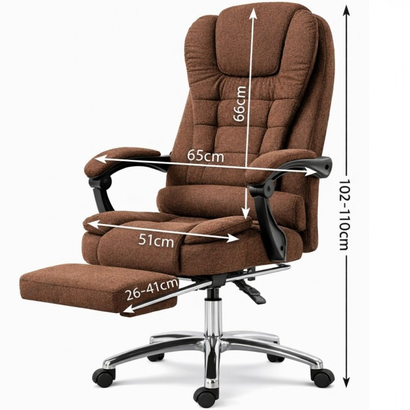 Uredska stolica – Boss, s naslonom za noge, 68×58×34 cm, smeđa_5