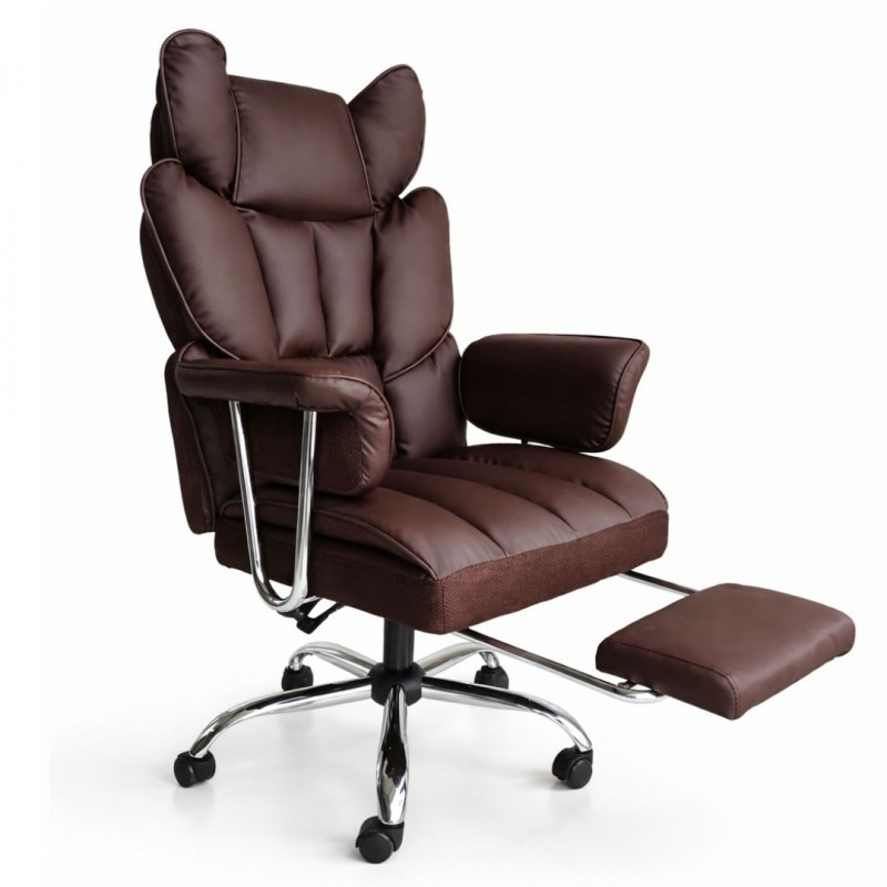 Uredska stolica – Relax, s naslonom za noge, 77×38×65 cm, smeđa_3