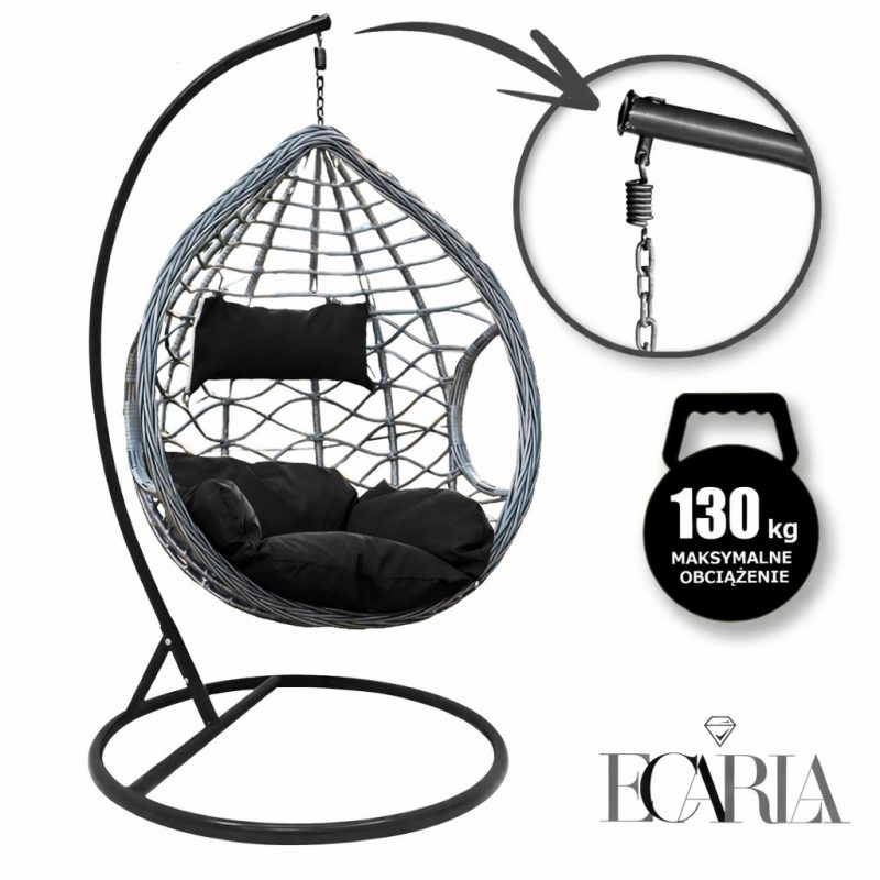 Viseća fotelja – kokon, 110×95 cm, crna_1